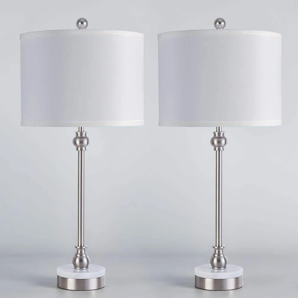 28.3 In. Silver Modern Marble Bedroom Living Room Bedside Desk Nightstand Table Lamps USB Port (Set Of 2) 3 28.3 In. Silver Modern Marble Bedroom Living Room Bedside Desk Nightstand Table Lamps USB Port (Set Of 2)