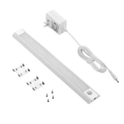 12 In. Plug-In Silver Integrated LED Under Cabinet Light With Motion Sensor, 375-Lumens, 3000K Warm White -Lamp Parts silver maxxima under cabinet bar lights msl 12550w 44 1000