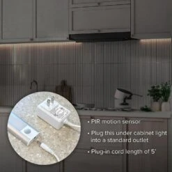 12 In. Plug-In Silver Integrated LED Under Cabinet Light With Motion Sensor, 375-Lumens, 3000K Warm White -Lamp Parts silver maxxima under cabinet bar lights msl 12550w 4f 1000