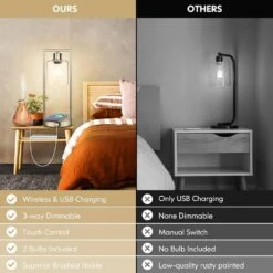 Set Of 2 16 In. Dimmable Bedside Nightstand Lamps With USB Port, Silver -Lamp Parts silver nordic hygge table lamps hx t0376 sn 2 44 1000