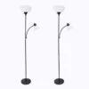 Mother Daughter 71.5 In. Black Floor Lamp Set With Reading Light And White Shades (2-Pack) Set Of 2 (Floor Lamps) -Lamp Parts simple designs lamp sets lf2000 blk 2pk 64 1000