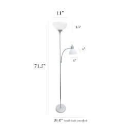 Mother Daughter 71.5 In. Brushed Nickel Floor Lamp Set W/Reading Light And White Shades (2 Pack) Set Of 2 (Floor Lamps) -Lamp Parts simple designs lamp sets lf2000 bsn 2pk 4f 1000