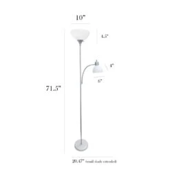 Mother Daughter 71.5 In. Silver Floor Lamp Set With Reading Light And White Shades (2-Pack) Set Of 2 (Floor Lamps) -Lamp Parts simple designs lamp sets lf2000 slv 2pk 4f 1000