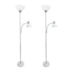 Mother Daughter 71.5 In. Silver Floor Lamp Set With Reading Light And White Shades (2-Pack) Set Of 2 (Floor Lamps) -Lamp Parts simple designs lamp sets lf2000 slv 2pk 64 1000