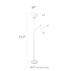 Mother Daughter 71.5 In. White Floor Lamp Set With Reading Light And White Shades (2-Pack) Set Of 2 (Floor Lamps) -Lamp Parts simple designs lamp sets lf2000 wht 2pk 4f 1000