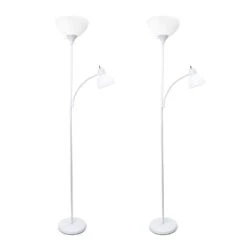 Mother Daughter 71.5 In. White Floor Lamp Set With Reading Light And White Shades (2-Pack) Set Of 2 (Floor Lamps)