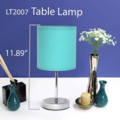 11.89 In. Chrome Mini Basic Table Lamps With Blue Fabric Shades (2-Pack) 10 11.89 In. Chrome Mini Basic Table Lamps With Blue Fabric Shades (2-Pack) -Lamp Parts simple designs lamp sets lt2007 blu 2pk 1f 1000