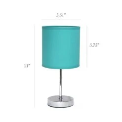 11.89 In. Chrome Mini Basic Table Lamps With Blue Fabric Shades (2-Pack) 9 11.89 In. Chrome Mini Basic Table Lamps With Blue Fabric Shades (2-Pack) -Lamp Parts simple designs lamp sets lt2007 blu 2pk 4f 1000