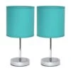 11.89 In. Chrome Mini Basic Table Lamps With Blue Fabric Shades (2-Pack) -Lamp Parts simple designs lamp sets lt2007 blu 2pk 64 1000