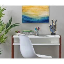 10 .5 In. Peace Sign Mirrored Neon Led Light -Lamp Parts simplee adesso novelty lights af44468vi 31 1000
