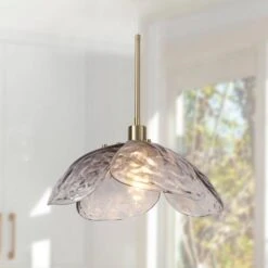 60 -Watt 1-Light Smoke Gray Pendant Light With Glass Shade, Hanging Vintage Ceiling Light Fixture -Lamp Parts smoke gray adsensty pendant lights hd 1 brsg d7005 66 1000