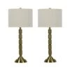 Pair Of 30.25 In. Soft Gold Industrial Ribbed Metal Column Table Lamps With Designer Shades -Lamp Parts soft gold fangio lighting table lamps w 1562sg 2pk 64 1000