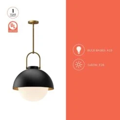 Harper 16 In. 1 Light 60-Watt Steel Shade/Opal Matte Glass Pendant Light -Lamp Parts steel shade opal matte glass alora mood pendant lights pd507216slop 1d 1000