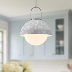 Harper 16 In. 1 Light 60-Watt Steel Shade/Opal Matte Glass Pendant Light -Lamp Parts steel shade opal matte glass alora mood pendant lights pd507216slop 66 1000