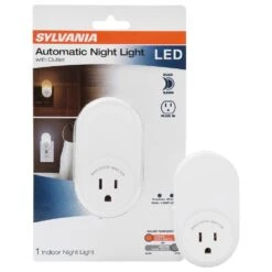 Sylvania Automatic LED Night Light With Integrated Outlet -Lamp Parts sylvania night lights 60802 c3 1000