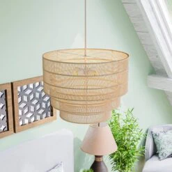 Sessions 5-Light Brown Tiered Rattan Pendant -Lamp Parts tan hampton bay pendant lights hdp98944rat 44 1000