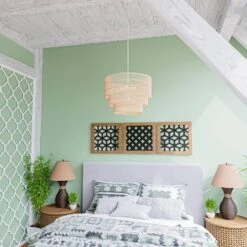 Sessions 5-Light Brown Tiered Rattan Pendant -Lamp Parts tan hampton bay pendant lights hdp98944rat 4f 1000