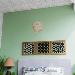 Shawside 1-Light Tiered Brown Pendant Rattan -Lamp Parts tan hampton bay pendant lights hdp98947rat 4f 1000