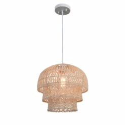 Shawside 1-Light Tiered Brown Pendant Rattan