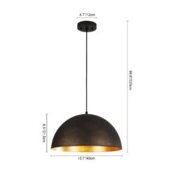 PCover 1-Light 15.7 In.W Texture Black Modern Farmhouse Industrial Metal Dome Pendant Light For Kitchen 19 PCover 1-Light 15.7 In.W Texture Black Modern Farmhouse Industrial Metal Dome Pendant Light For Kitchen -Lamp Parts texture black huoku pendant lights pd1064741 40 1000