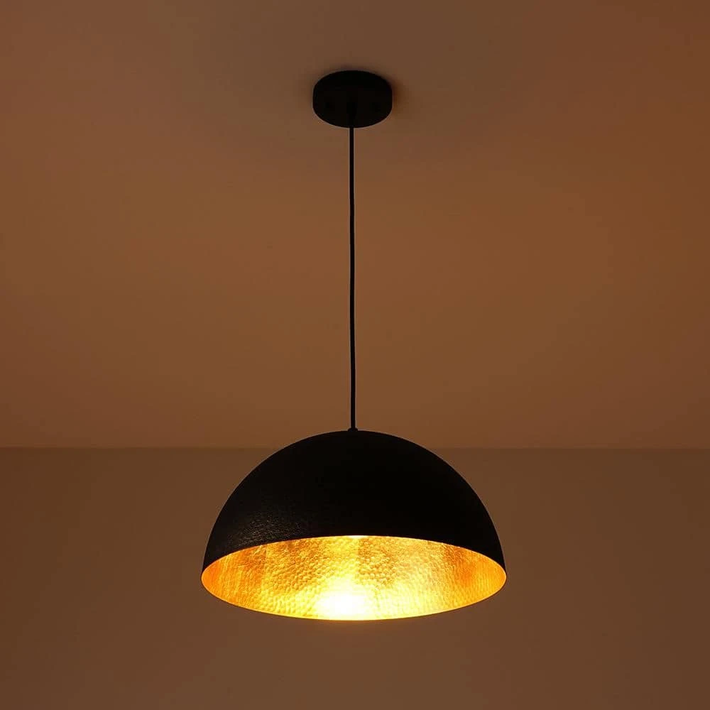 PCover 1-Light 15.7 In.W Texture Black Modern Farmhouse Industrial Metal Dome Pendant Light For Kitchen 8 PCover 1-Light 15.7 In.W Texture Black Modern Farmhouse Industrial Metal Dome Pendant Light For Kitchen - Image 6