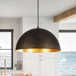 PCover 1-Light 15.7 In.W Texture Black Modern Farmhouse Industrial Metal Dome Pendant Light For Kitchen 30 PCover 1-Light 15.7 In.W Texture Black Modern Farmhouse Industrial Metal Dome Pendant Light For Kitchen -Lamp Parts texture black huoku pendant lights pd1064741 de 1000