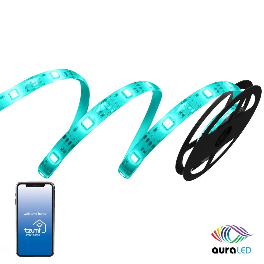 Aura LED 10-Watt Equivalent 16 Ft. Wifi Enabled Smart LED Night Light Strip (1-Strip) 3 Aura LED 10-Watt Equivalent 16 Ft. Wifi Enabled Smart LED Night Light Strip (1-Strip)