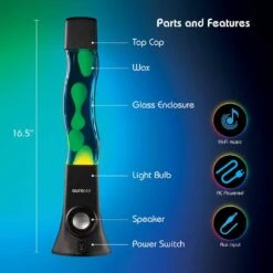 Aura 16.9 In. Black ColorFlow Integrated LED Lava Lamp Speaker 12 Aura 16.9 In. Black ColorFlow Integrated LED Lava Lamp Speaker -Lamp Parts tzumi novelty lights 5756hd c3 1000