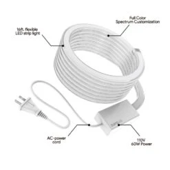 Aura LED 60-Watt Equivalent Smart Integrated LED Outdoor/Indoor 16 Ft. Plug-In Wi-Fi Enabled Color Changing Rope Light -Lamp Parts tzumi rope lights 8862hd c3 1000