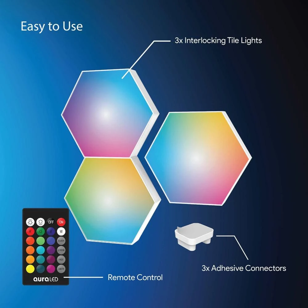 Aura LED Hex Glow Battery Operated (3-Pack) 5 Aura LED Hex Glow Battery Operated (3-Pack) - Image 3