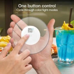 Aura Circular LED Lighted Coasters (4-Pack) 12 Aura Circular LED Lighted Coasters (4-Pack) -Lamp Parts tzumi wall light panels 9426hd 1f 1000