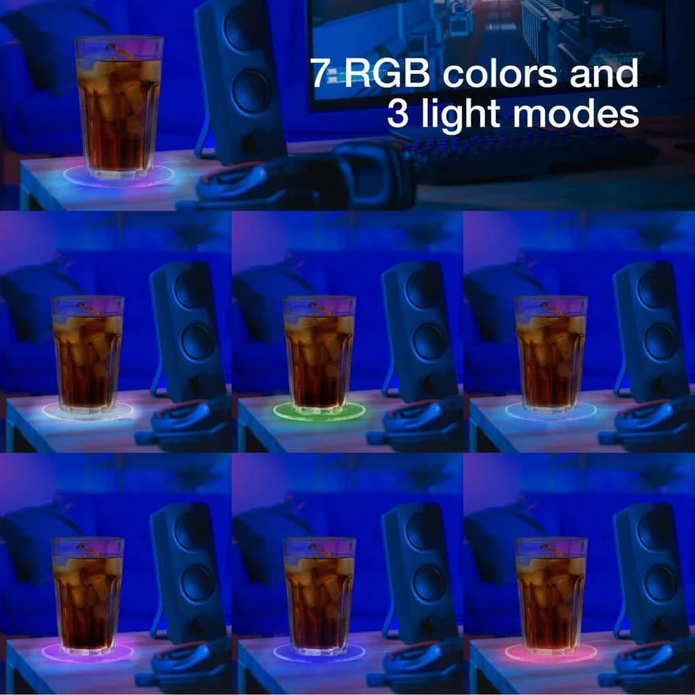 Aura Circular LED Lighted Coasters (4-Pack) 5 Aura Circular LED Lighted Coasters (4-Pack) - Image 3