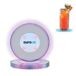 Aura Circular LED Lighted Coasters (4-Pack)