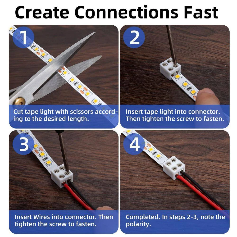 LED Strip Connectors 2-Pin 8mm Solderless, Easy-to-Install, Solid Connection For LED Strips (20-Pc) 10 LED Strip Connectors 2-Pin 8mm Solderless, Easy-to-Install, Solid Connection For LED Strips (20-Pc) - Image 8