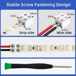 LED Strip Connectors 2-Pin 8mm Solderless, Easy-to-Install, Solid Connection For LED Strips (20-Pc) 16 LED Strip Connectors 2-Pin 8mm Solderless, Easy-to-Install, Solid Connection For LED Strips (20-Pc) -Lamp Parts under cabinet lighting accessories 27isa17359 fa 1000