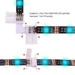 LED Strip Light Connectors Kit, 4 Pin RGB 5050 10mm, Includes L Shape And T Shape Connectors, 40-Pack -Lamp Parts under cabinet lighting accessories 27isa17360 4f 1000