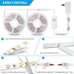 LED Strip Lights White Dimmable Flexible Rope Light Kit With 12V ETL Power Supply, Adhesive Clips -Lamp Parts under cabinet lighting accessories 27isa17362 44 1000