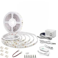 LED Strip Lights White Dimmable Flexible Rope Light Kit With 12V ETL Power Supply, Adhesive Clips