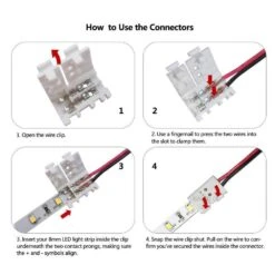 LED Strip Connectors Solderless 2-Pin Unwired Clips For 8mm Single Color SMD 3528 2835 Tape Lights (10-Pack) -Lamp Parts under cabinet lighting accessories 27isa17364 44 1000