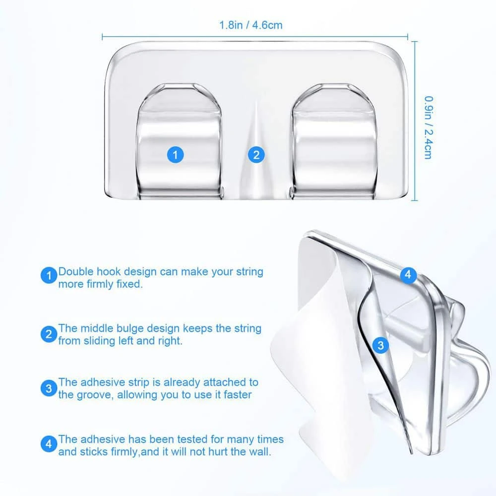 Outdoor Series Clear LED Light Hanging Clips With Waterproof Adhesive Strips - 26-Pack For Christmas And Patio Lighting 6 Outdoor Series Clear LED Light Hanging Clips With Waterproof Adhesive Strips - 26-Pack For Christmas And Patio Lighting - Image 4