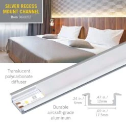 Recess Mount LED Tape Light Channel, Silver (5-Pack) -Lamp Parts under cabinet lighting accessories 960052 4f 1000