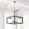 Boswell Quarter 20 In. 5-Light Gold Farmhouse Square Chandelier With Painted Black Distressed Wood Accents For Kitchens -Lamp Parts vintage brass hampton bay pendant lights 7949hdcvbdi 64 1000