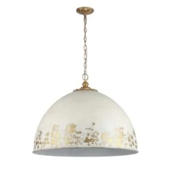 Golden Lighting Alison 21.25 In. 8 Light Vintage Gold Pendant Light With Antique Ivory Shade