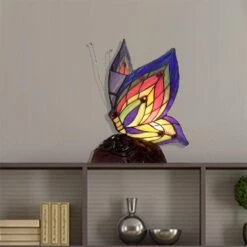 WAREHOUSE OF TIFFANY 10 In. Butterfly Brown/Multicolored Accent Lamp -Lamp Parts warehouse of tiffany novelty lights tn09218d213 c3 1000