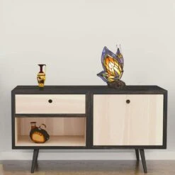 WAREHOUSE OF TIFFANY 10 In. Butterfly Brown/Multicolored Accent Lamp -Lamp Parts warehouse of tiffany novelty lights tn09218d213 e1 1000