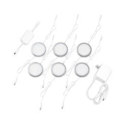 White Smart Dimmable LED Puck Lights Compatible With Alexa, Google Warm White (3000K) (6-Pack)