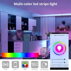 LED Multi-Color Strips Light, RGB Strips Light, Wi-Fi (1x5M) (Pack Of 2) 17 LED Multi-Color Strips Light, RGB Strips Light, Wi-Fi (1x5M) (Pack Of 2) -Lamp Parts wbm smart led strip lights lp 03 2pk 44 1000