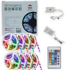 2 X 5M, 6.14 In. Height LED Light Strips Color Changing RGB Kit With Color Changing RF Remote, Finish: White (Pack Of 4)
