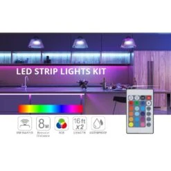 2 X 5M, 6.14 In. Height LED Light Strips Color Changing RGB Kit With Color Changing RF Remote, Finish: White (Pack Of 4) -Lamp Parts wbm smart led strip lights lp 04 4pk 66 1000