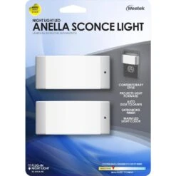 Anella Sconce Automatic LED Night Light (2-Pack) 12 Anella Sconce Automatic LED Night Light (2-Pack) -Lamp Parts westek night lights nl anla n2t 1d 1000